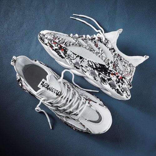 Brand Mens Sneakers Graffiti Casual Shoes Men 2021 Spring Cushioning Mesh Tenis Shoes Blade Trainers Summer Hip-hop Sport Shoes