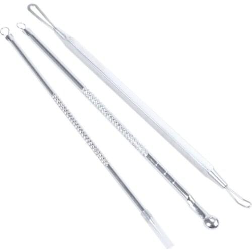 Stainless Steel Blackhead Pickel spot Extractor Remover Tool Kit 3pcs set
