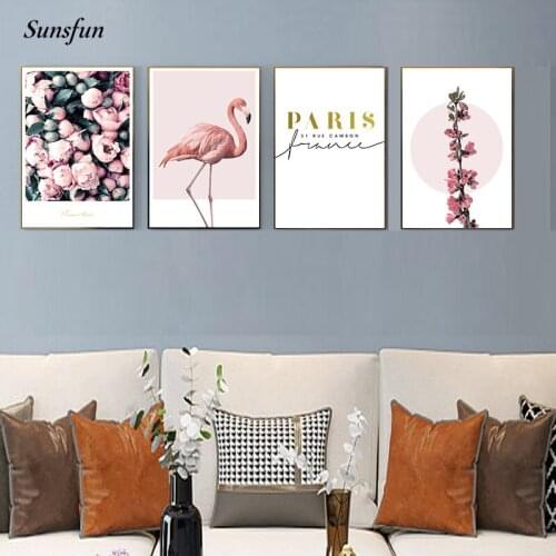 Nordic Flamingo Rose Wall Art Canvas Poster Pink Minimalist Print Painting Scandinavian Decoration Picture Living Room Decor