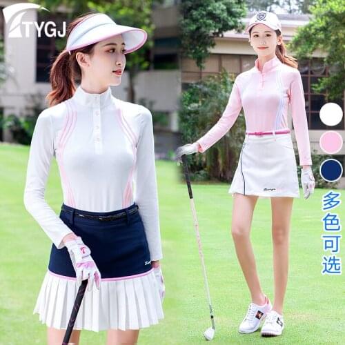2020 New Autumn Winter Sportswear Top Womens Breathable Quick-Drying Long-Sleeved Button Collar Golf T-Shirt Sunscreen Clothes