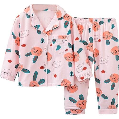 TUONXYE New Summer Boys Long sleeves Pajamas Girls Set Carrots Rabbits Pyjama Cotton Kids Pijama Children Sleepwear