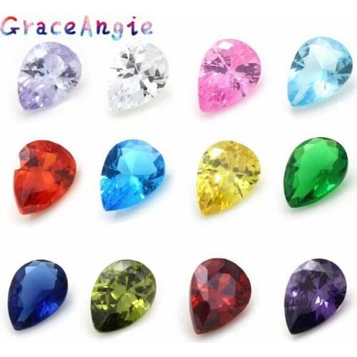 GraceAngie 12pcs/bag Birthstone Polygon Geometric Colorful Phase Box Pendant Bracelet Bracelet Jewelry Accessories