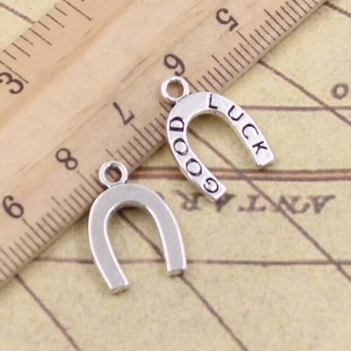 30pcs Charms Lucky Horseshoe Good Luck 17x12mm Antique Silver Color Pendants Making DIY Handmade Tibetan Finding Jewelry