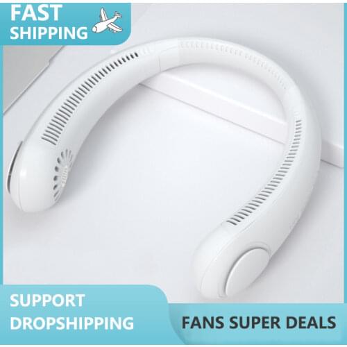 Portable Neck Fan Personal Bladeless Cooling Fans Battery Powered Rechargeable USB Fan Hand Free Wearable Fan Bladeless Neck Fan