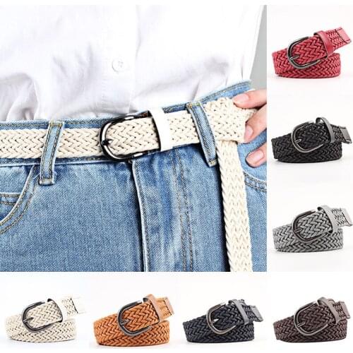 103cm Stretch Woven Belt Casual Wax Rope Braided Belt Female Belt 2021 Belts For Women Jeans Womens Belt With Metal Buckle Hot