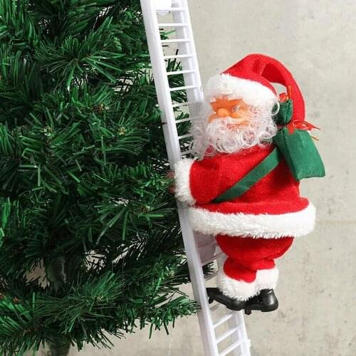 Christmas Electric Santa Claus Climbing Ladder Doll Music Creative Xmas Decor Kid Children Toy Gift Facial expression Toy