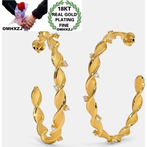 OMHXZJ Wholesale EA625 European Fashion Woman Girl Party Birthday Wedding Gift Round Zircon 18KT White Rose Gold Stud Earrings