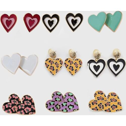 2020 Trend Unusual Earrings for Women Enamel Colorful Love Heart Gold Stud Earings Female Silver 925 Needles Jewelry for Women