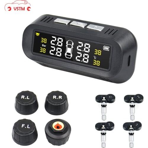 Tire Pressure Monitor System English APP Solar Power USB tmps 70 mai Car Tyre Pressure Sensors System Alarm TPMS