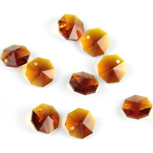 Glass Beads For Chandeliers 14mm Crystal Octagon Beads Mix Color In 1 Hole Decorative Chandelier Wedding
