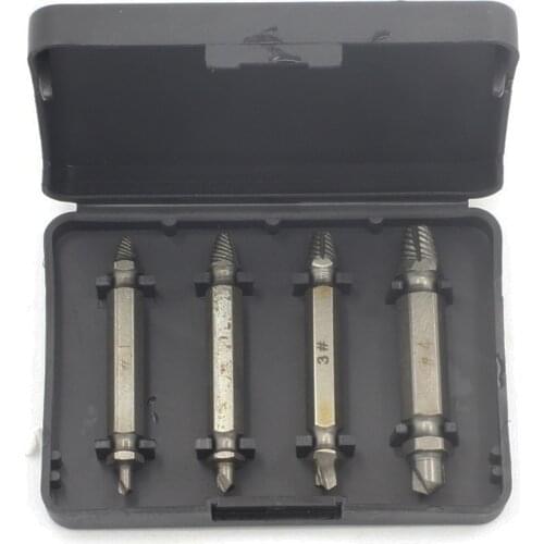 Drill Bit Double Side Damaged Screw Extractor Remove Broken Bolt Hand Tool 4pcs High Qulity For Metal Damaged Screw Tool Kit