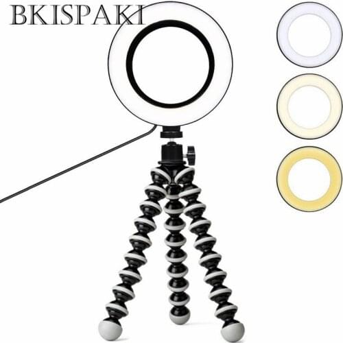 Dimmable LED Selfie Ring Light Youtobe Photography Studio Phone Video With MiNi Tripod USB Plug Live Streaming Makeup Ring Lamp
