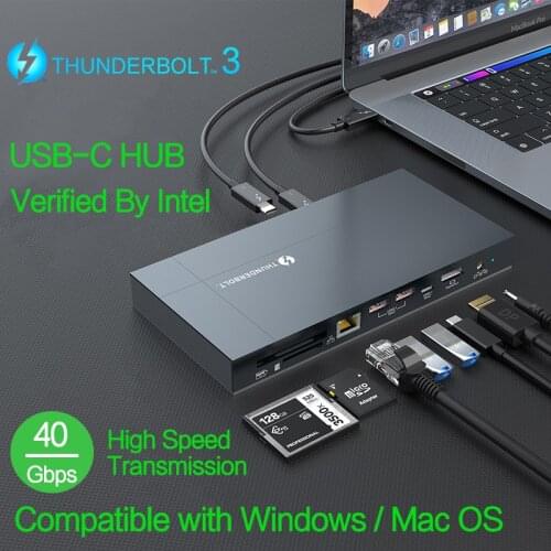 Thunderbolt 3 40Gbps USB C HUB to 8K Displayport Type C USB-C Cable Splitter Multi Port Thunderbolt3 Dock For Laptop PC Desktop