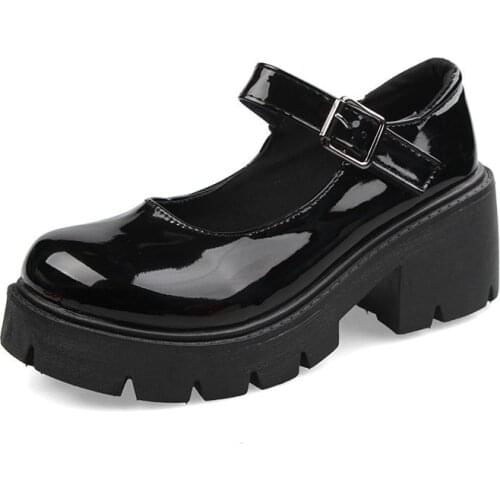 Mary Jane Shoes Platform Heels Women 2021 New Spring PU Lolita Shoes Increase Vintage College Cute Girls Comfortable JK Uniform