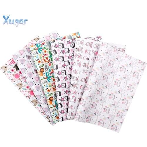 Xugar New 22*30cm Cartoon Animal PRINTED Faux Synthetic Leather Patchwork For Hair Bow Bags Phone Cover DIY Projects Materials