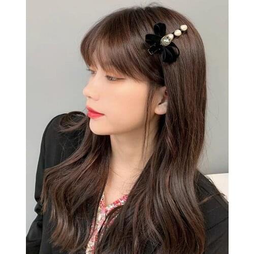 20pcs/lot Vintage French Headdress Black Bow Hair Clip Word Clip Pearl Lace Side Clip Rhinestone Hair Clip Hair Jewelry