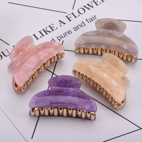 1PC Elegant Acrylic Womens Medium Hair Claws Fashion Girls Gold plated Hair Grips 6.5cm Hair Accessories HeadWear