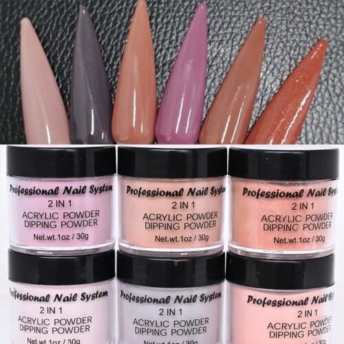 1Set 2 in1 Acrylic&Dipping Powder Nail Dust Pigment Powder French Nail Extention &Tips Builder Nude 3D Pattern Acrylic Powder