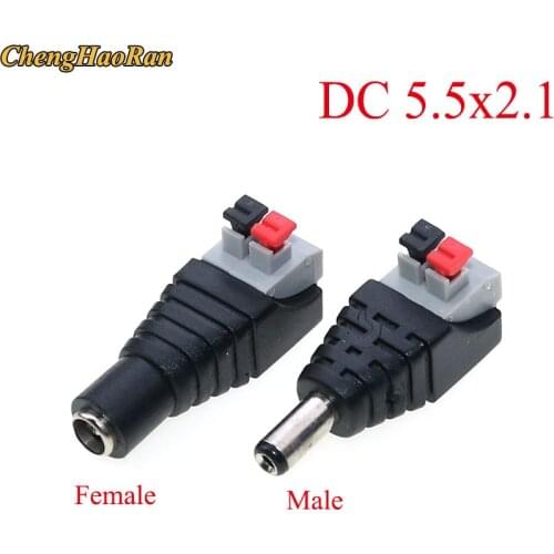 1pcs DC male Female Power Jack Connector Plug 5.5*2.1mm LED connector DC socket to spring terminal