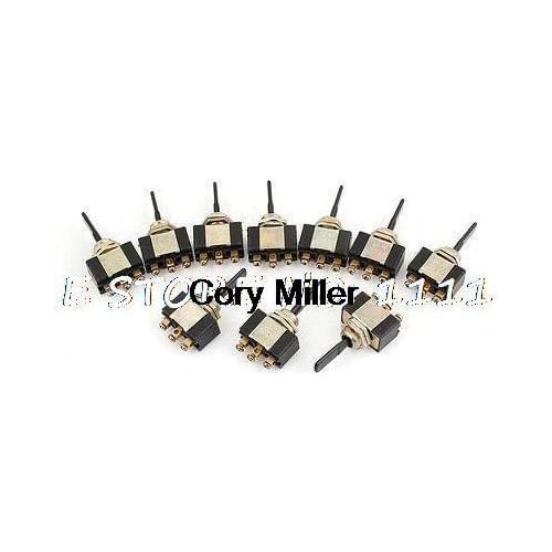 10 Pcs Panel Mount AC 2A/250V SPDT On/Off/On 3 Position Toggle Switch