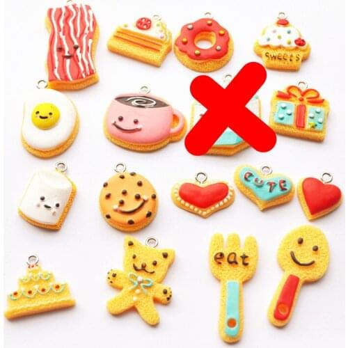 10pcs DIY earring pendant Flatback resin food charms Jewelry necklace pendant for earrings diy Keychain parts