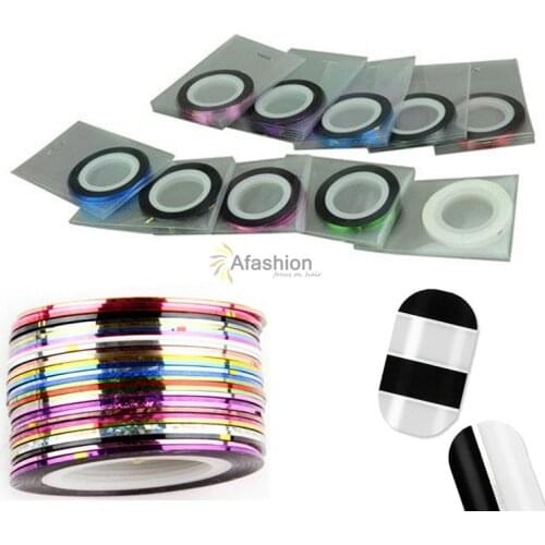100pc Mixed Color Nail Art Sticker Minx Foil On Decoration Rolls Striping Tape 100 meter konad metal beauty Line Free Shipping