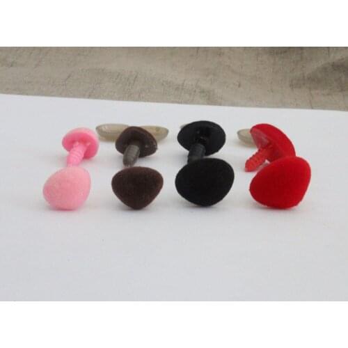 200pcs/lot 10x11/13x15/14x18/15x20mm pink/red/black/brown clean flocking Triangular safety toy nose & soft washer