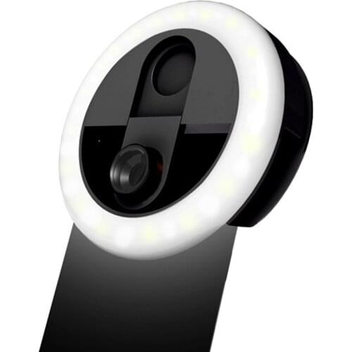 3-in-1 Mini Clip-on Smartphone Fill-in Light & Mobile Phone Camera Lens Kit 3 Levels Brightness LED Light for Smartphone