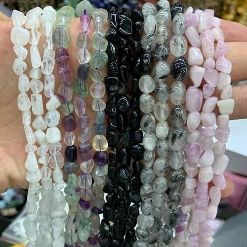 5x8mm Natural Spodumene Tourmaline Fluorite Moonstone Beads 15'' Irregular DIY Loose Beads For Jewelry Making Bracelet Necklace
