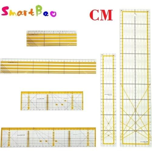 Acrylic Quilting Patchwork Ruler with Double Colored Grid Lines for Easy Precision Cutting, For Sewing Crafting, 3mm Thickness