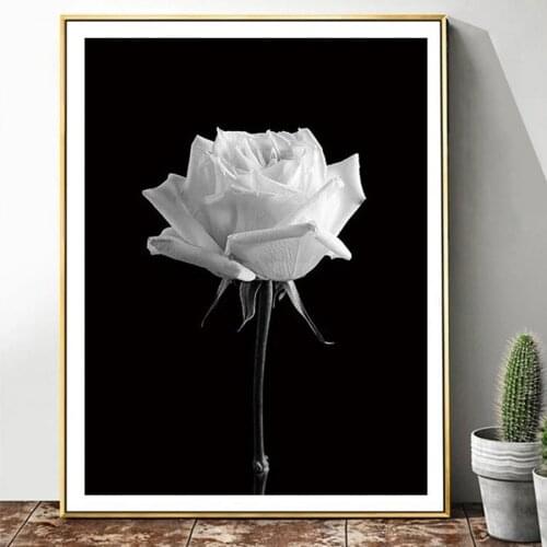 Diamond painting Black and white rose flower art diamond mosaic embroidery 5D Full round square rhinestones decoration gift
