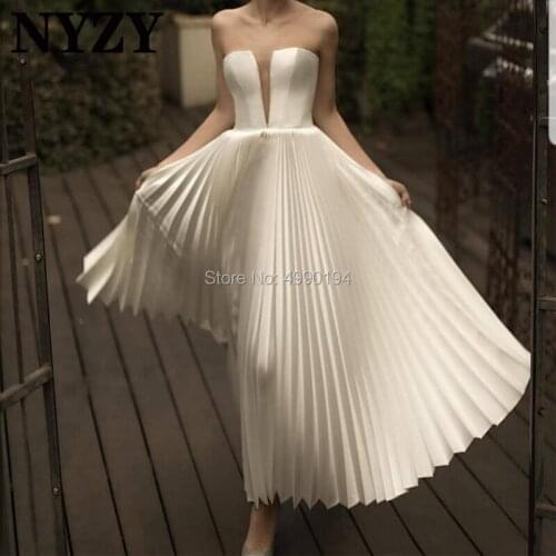 Pleats Satin Strapless Evening Dress NYZY E208 Elegant Prom Dresses Formal Dress Robe de Soiree vestido longo