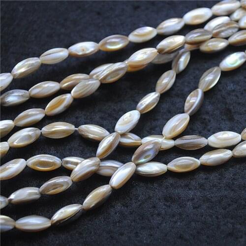 Nature shell beads strings mother of pearl rice shape top fashion diy beads findings jewelry accessories 4x7mm 5x8mm 5x10mm
