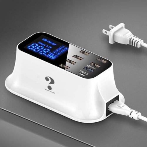 Quick Charge 3.0 Smart USB Type C Charger Station Led Display Fast Charging Phone Tablet USB Charger For iPhone Huawei Adapter