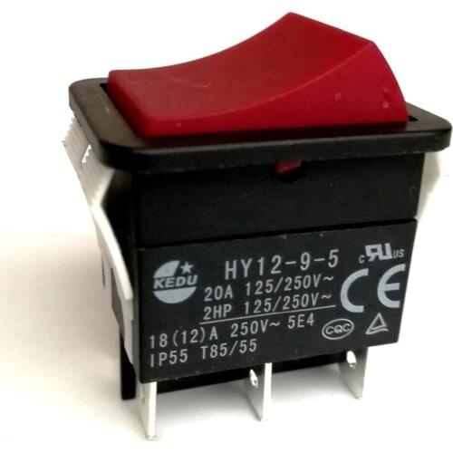 2Pcs KEDU HY12-9-5 6 Pins 20A 125/250V 2HP Industrial On Off On Electric Pushbutton Switch for Power Tools