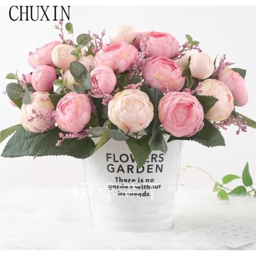 Simulation silk European big tea rose Home living room decoration artificial flowers Wedding scene layout Valentines Day gift
