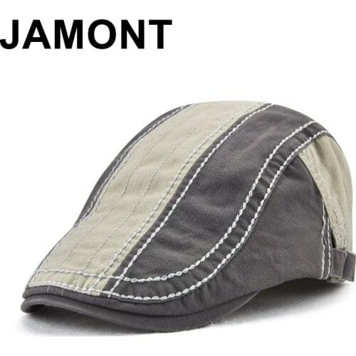 Jamont Retro Beret Cap For Men Casual Visor Ivy Peaked Cap Gorras Planas Flat Caps Mens Soft Cotton Patchwork Boina Newsboy Hats