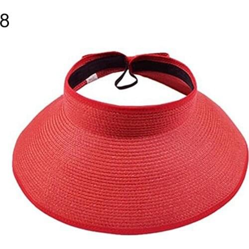 Caps Womens Summer Wide Brim Roll Up Foldable Sun Beach Straw Braid Visor Sun Hat Summer Sunscreen Outdoor Sunbonnet Fedoras