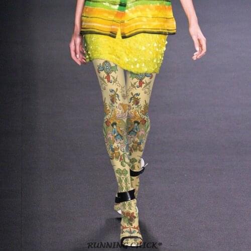 Ethnic Printed Pantyhose, Antumn And Winter, Fashion Women, Digital Printing Tight, 120D Thickness, Girls Tattoo Stocking