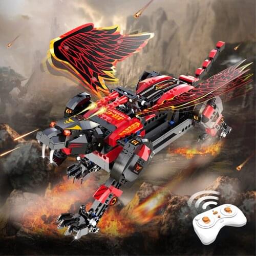 Cada Electric Remote Control Steel Wing Saber-toothed Tiger Building Blocks Technics RC dinosaur Mechanical Bricks Model Toys