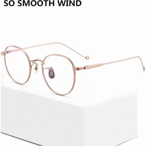 Korean Brand Design Retro Round Eyeglasses Frame Titanium Ultra-light Glasses Frame Handmade Prescription Optical Eyewear