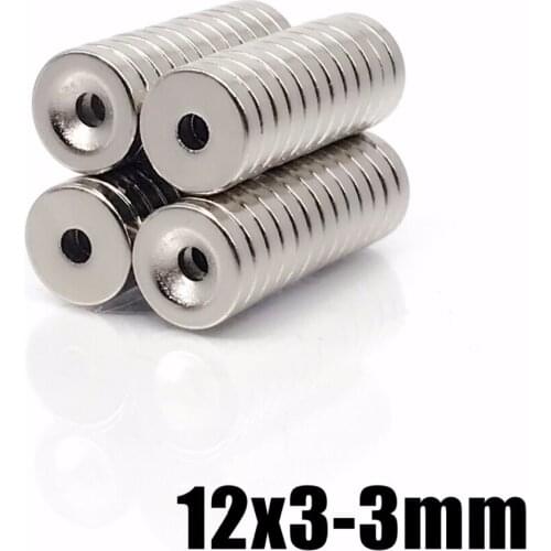 10/20/50/100pcs 12x3 hole 3MM Ring Round Neodymium Magnets With Hole NEW 12*3MM 12x3-3