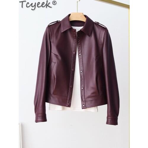 Tcyeek 100% Genuine Leather Jacket Women Spring Autumn 2021 Short Sheepskin Coat Black Womens Jackets Jaqueta Feminina Gxy48