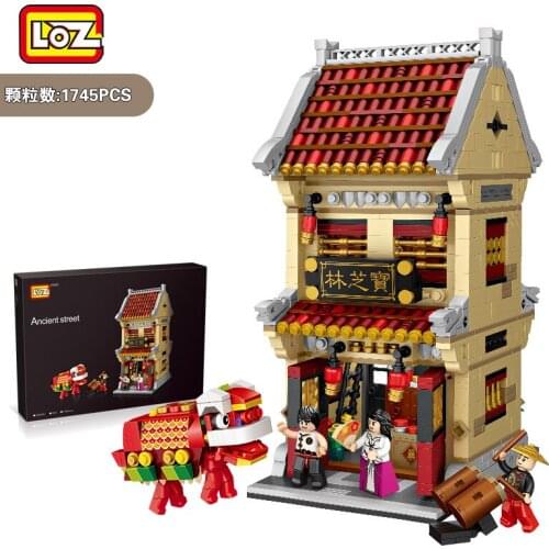 LOZ Blocks Big size Chinese Style Building Bricks Toy Blocks City Ancient Street Chinatown Teahouse Kids Toys Children Gift 1023