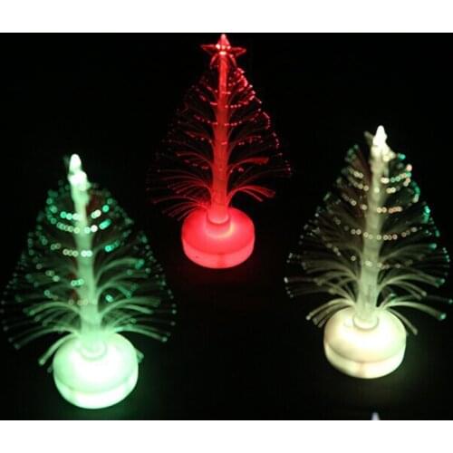 Colored Fiber Optic LED Light-up Mini Christmas Tree with Top Star Battery Powered Children Toy Light Tree WXV Sale