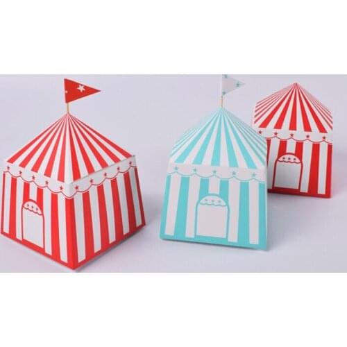 Fashion new20pcs Striped Candy Box Circus Party Supplies Cartoon House Kids Birthday Party Decorations Favors Packaging Gift Box