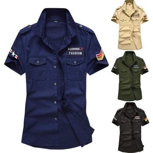 Summer Mens Outdoor Casual Short-sleeved Shirt Loose Oversize Suit Armband Lapel Military Jacket