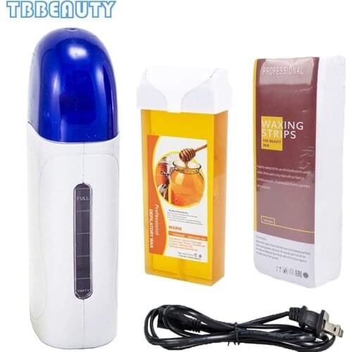3 In 1 Roller Waxing Kit Depilatory Wax Warmer Strips For Hair Removal With Epilator Machine Cartridge Heater Waxing Paper Set