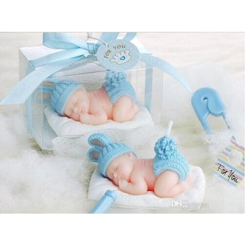 New 3D Sleeping Baby candles flameless candles Baby birthday party Baby Shower Favors with gift box