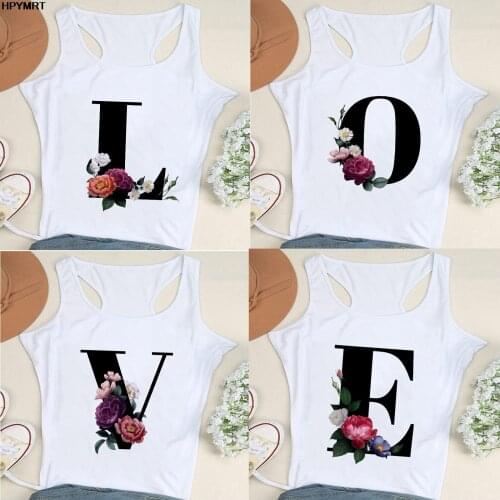 New Summer Letter LOVE Printed Women Vest Tops Harajuku sleeveless Vest Female O-Neck Tees Shirt Tee Top Femme Tshirt Clothing